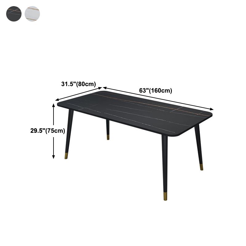 Glam Stone Rectangle Dining Table Matte Finish Home Table with 4 Legs Clearhalo 'Dining Tables & Seating' 'Dining Tables' 'dining_table' 'furn' 'furn_dining_table' 'Furniture' 'furniture_dining_table' 'Kitchen & Dining Furniture' 'kitchen' 'kitchen_dining_table' 1200x1200_ec6cc8a7-e4b9-4f5b-8b67-dc1de454faa1