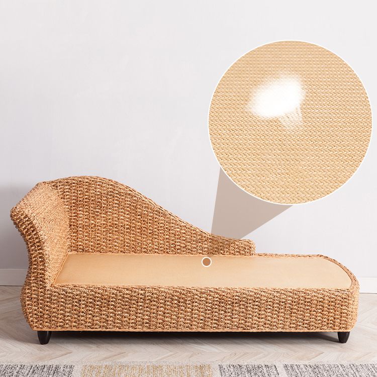 Modern Style Living Room Chaise Rolled Arms Upholstered Chaise Lounge with Rattan Base Clearhalo 'Chairs & Seating' 'Chaise Lounge' 'chaise_lounge' 'furn' 'furn_chaise_lounge' 'Furniture' 'Living Room Furniture' 1200x1200_ec6e0d63-7848-45e7-ad4c-e98d6bd645ca