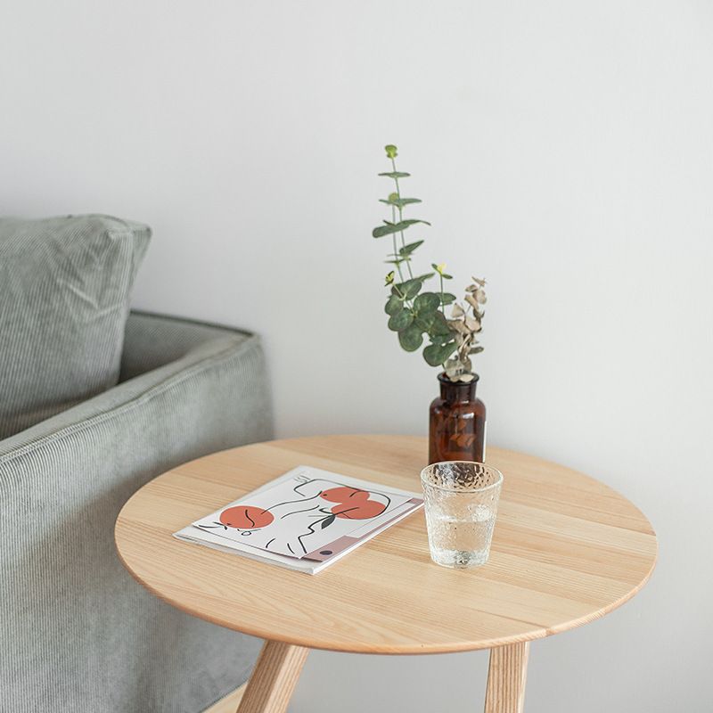 ソリッドウッドアブストラクトテーブルラウンドスカンジナビアリビングルームエンドテーブル