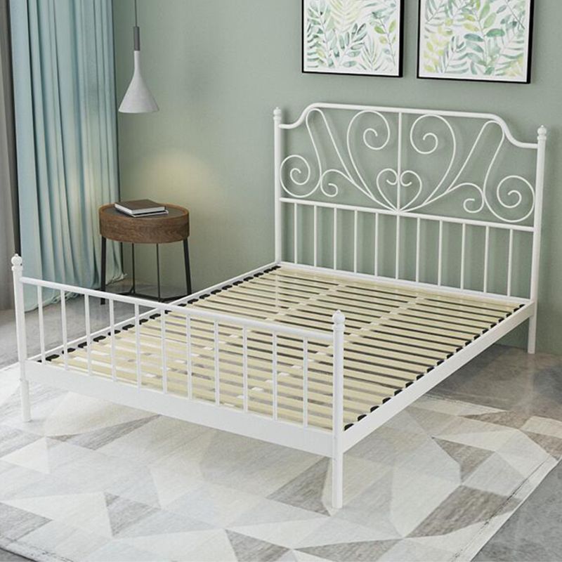 Modernes Metallbett mit Kopfteil im Open-Frame-Bett in Schwarz/Weiß