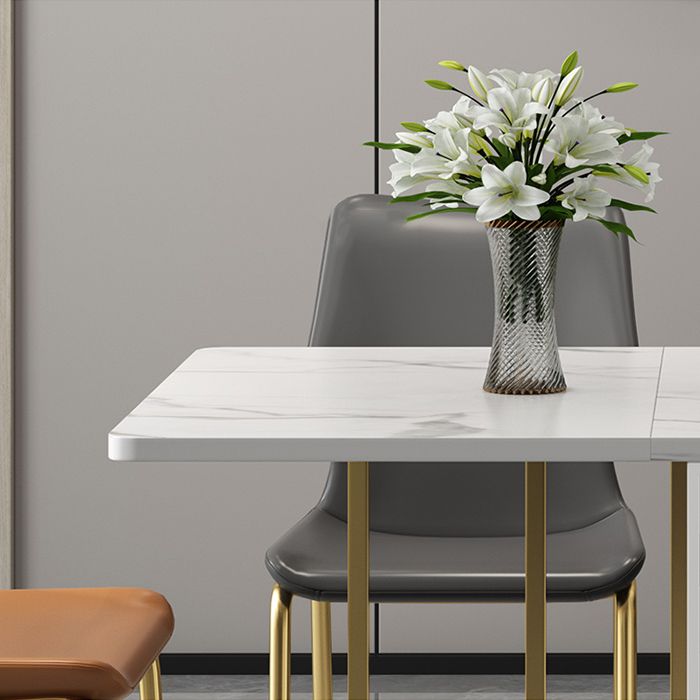 51.2''L Contemporary Sintered Stone Dining Table Folding White Dining Table for Kitchen Clearhalo ' dining_table' 'Dining Tables & Seating' 'Dining Tables' 'furn' 'furn_dining_table' 'Furniture' 'furniture_dining_table' 'Kitchen & Dining Furniture' 'kitchen&dining_furn' 'kitchen' 'kitchen_dining_table' 1200x1200_ec72222d-0c35-4b53-a6af-6596c5976bd7