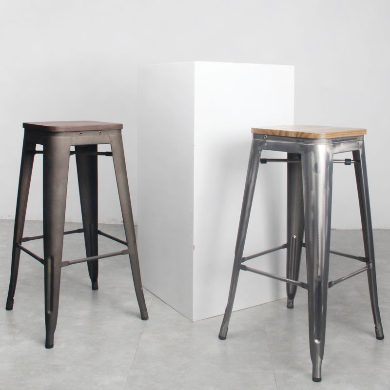 Industrial Style Metal Bar-stool with Square Iron Seat Counter Stool Kitchen Bar Bar-stool Clearhalo 'Bar Furniture' 'Bar Stools' 'bar_stools' 'furn' 'furn_bar_stools' 'Furniture' 'furniture_bar_stools' 'Kitchen & Dining Furniture' 1200x1200_ec72c9d4-11dc-471f-ab0d-cd7721371abe