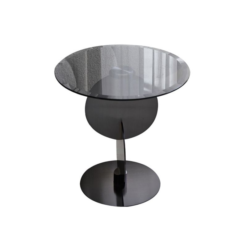 Contemporary Glass Round Top Side Table Metal Pedestal End Table Clearhalo 'Coffee & Accent Tables' 'End & Side Tables' 'end_side_tables' 'furn' 'furn_end_side_tables' 'Furniture' 'Living Room Furniture' 1200x1200_ec733010-4c24-4767-8b9e-92e6c1ea4f59