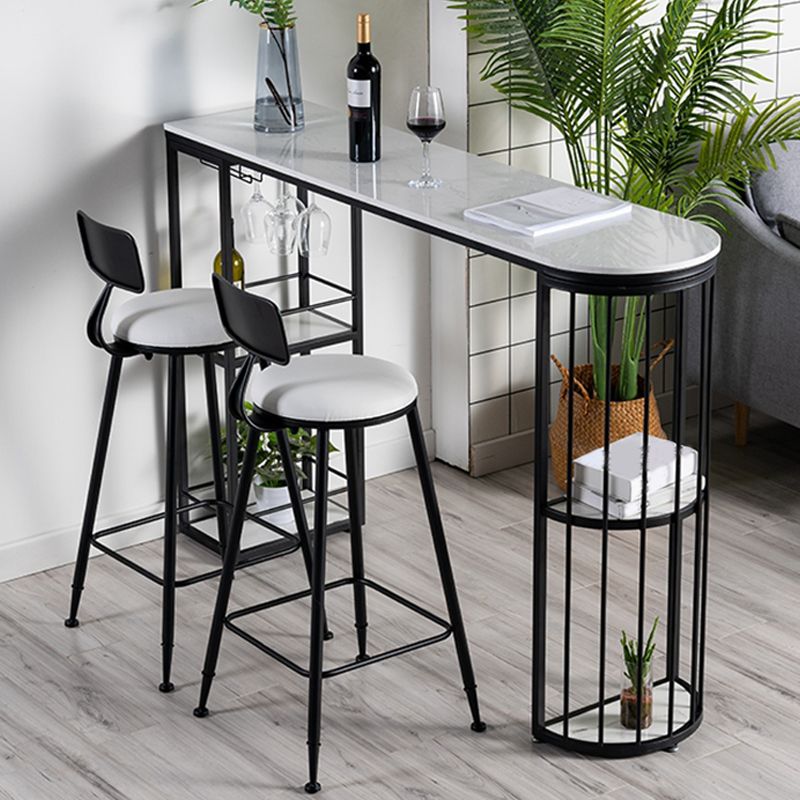 Marble Bar Table Double Pedestal Dining Table for Kitchen Living Room Clearhalo 'Bar Furniture' 'Bar Tables' 'bar_tables' 'furn' 'furn_bar_tables' 'Furniture' 'Kitchen & Dining Furniture' 1200x1200_ec742a0b-17ea-467f-980b-151d50bd6625