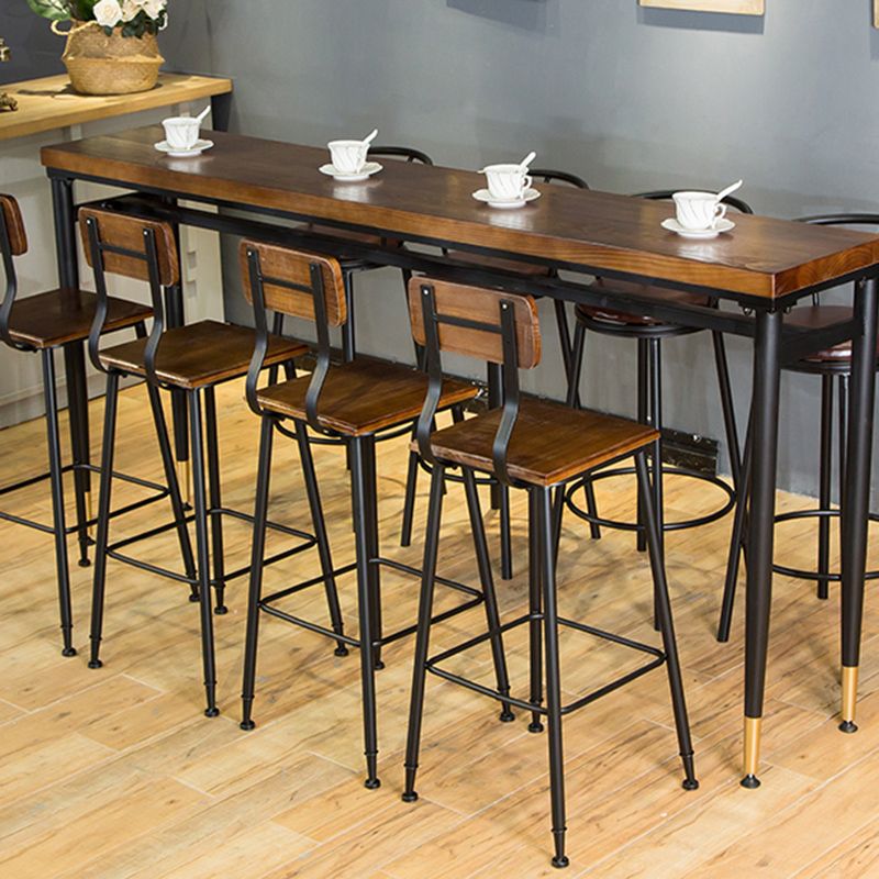 Table de tabouret de bar d'intérieur industriel, table de salle à manger en métal et bois