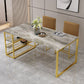 Metal and Slate Table Contemporary Family Rectangular Dining Table Clearhalo 'Dining Tables & Seating' 'Dining Tables' 'dining_table' 'furn' 'furn_dining_table' 'Furniture' 'Kitchen & Dining Furniture' 1200x1200_ec7538e3-10e8-4c52-b79c-a196195fa6c4