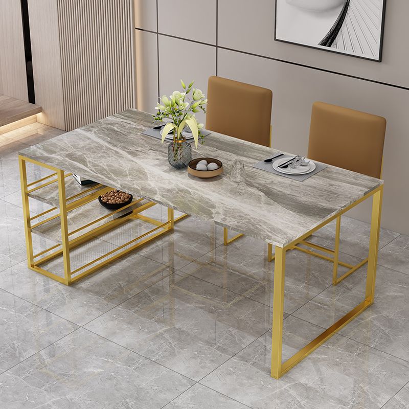 Metal and Slate Table Contemporary Family Rectangular Dining Table Clearhalo 'Dining Tables & Seating' 'Dining Tables' 'dining_table' 'furn' 'furn_dining_table' 'Furniture' 'Kitchen & Dining Furniture' 1200x1200_ec7538e3-10e8-4c52-b79c-a196195fa6c4