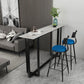 Mesa de bar rectangular de piedra sinterizada, mesa de pub con base negra y metálica