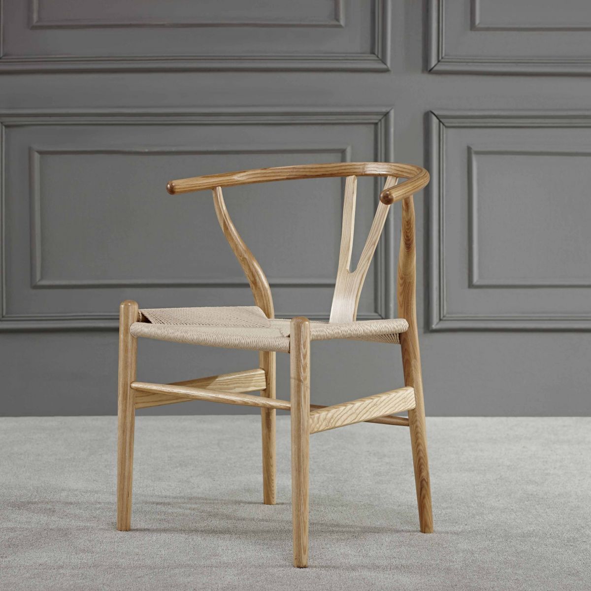 Contemporary Home Wood Arm Chair Natural Wishbone Dining Chair (Set of 2) Clearhalo ' kitchen&dining_furn' 'Dining Chairs' 'Dining Tables & Seating' 'dining_chair' 'furn' 'furn_dining_chair' 'Furniture' 'furniture_dining_chair' 'Kitchen & Dining Furniture' 'kitchen' 1200x1200_ec75ed33-c00b-44af-ab15-01e02a143ce2