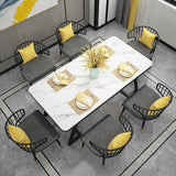 Glam Dinette Set with Black Metal Chairs 1/2/5/7 Pieces Polished Finish Dining Table Set