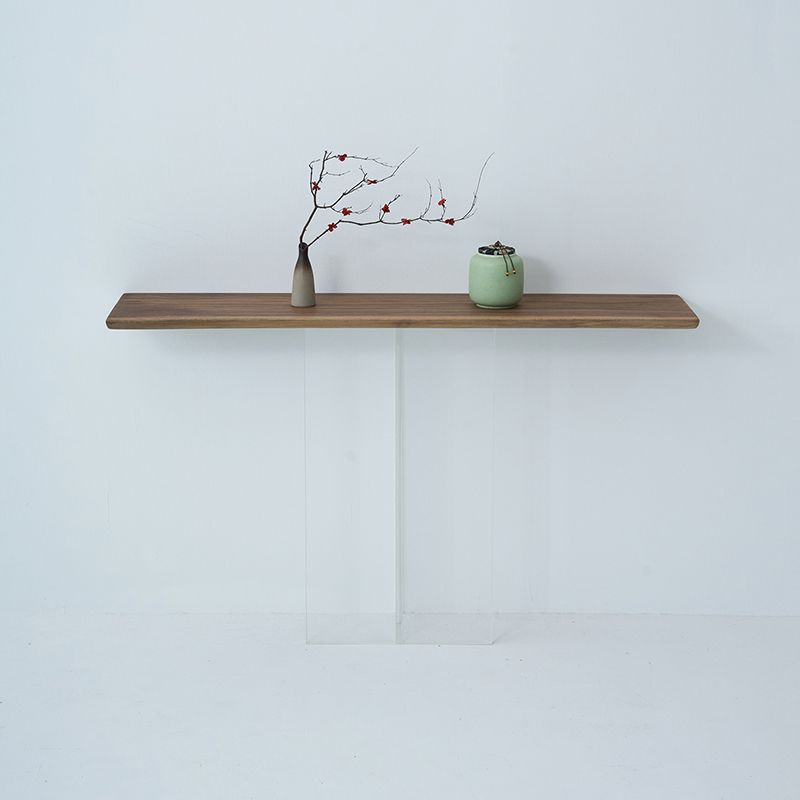 Contemporary Walnut Console Accent Table with Rectangle Top for Hall Clearhalo 'Console Tables' 'console_tables' 'Entry & Mudroom Furniture' 'furn' 'furn_console_tables' 'Furniture' 1200x1200_ec76b777-c941-4352-82c5-05d8d841e539