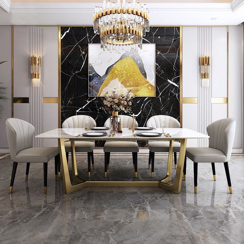 Glam Style 1/4/5/6/7 Pieces Dining Set Sintered Stone Dining Table Set for Dining Areas Clearhalo 'Dining Room Sets' 'Dining Tables & Seating' 'dining_room_set' 'furn' 'furn_dining_room_set' 'Furniture' 'furniture_dining_room_set' 'Kitchen & Dining Furniture' 1200x1200_ec776f16-7d63-467c-812a-bf29352dffdf