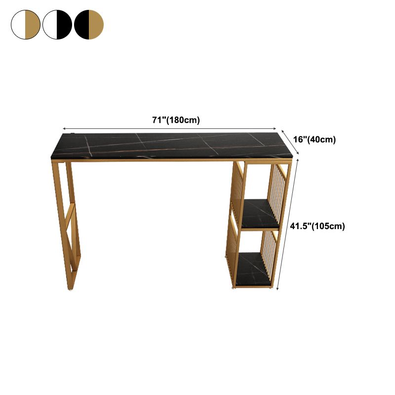 Rettangolo soggiorno da bar per pub tavolo in pietra e scrivania da bar di bistrot metallico con archiviazione
