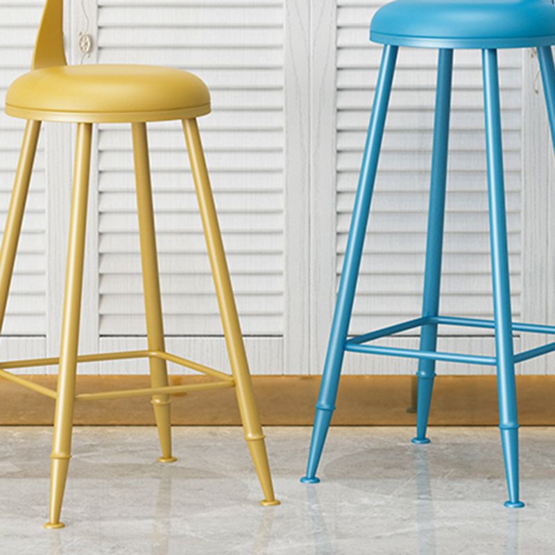 Leather Round Counter Chair Backrest Iron Modern Bar Stool for Coffee Shop Clearhalo 'Bar Furniture' 'Bar Stools' 'bar_stools' 'furn' 'furn_bar_stools' 'furniture_bar_stools' 'Kitchen & Dining Furniture' 'kitchen&dining_furn' 'kitchen' 'kitchen_furn' Furniture' 1200x1200_ec79c5d9-3529-4d2d-9b83-99eade41010c
