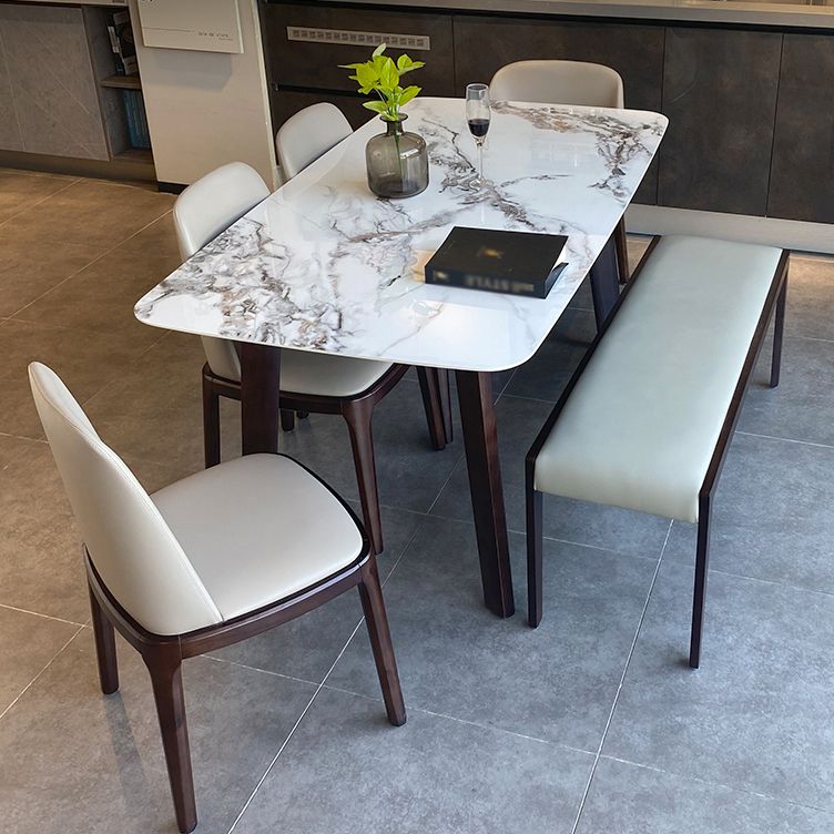 Modern Rectangle Dining Table Stone Top Walnut Tripod Base Dining Table Clearhalo 'Dining Tables & Seating' 'Dining Tables' 'dining_table' 'furn' 'furn_dining_table' 'Furniture' 'furniture_dining_table' 'Kitchen & Dining Furniture' 'kitchen' 'kitchen_dining_table' 1200x1200_ec7a187a-9e77-4846-9dc7-2ee16abcb75c