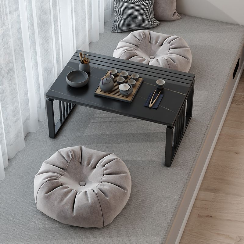 11.8" H Glam Rectangle Slate Coffee Table Steel Sled Cocktail Table