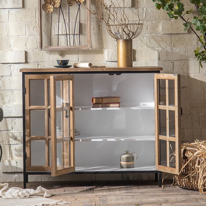 Traditional Solid Wood Display Stand Glass Doors Storage Cabinet for Living Room Clearhalo 'Display & China Cabinets' 'display_china_cabinets' 'furn' 'furn_display_china_cabinets' 'Furniture' 'Kitchen & Dining Furniture' 1200x1200_ec7bb093-5dcb-4861-9027-febd26a2146d