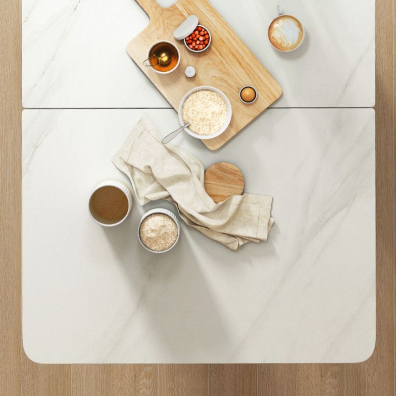 Modern Style Rectangle Solid Wood Dining Site Table with Drop-Leaf