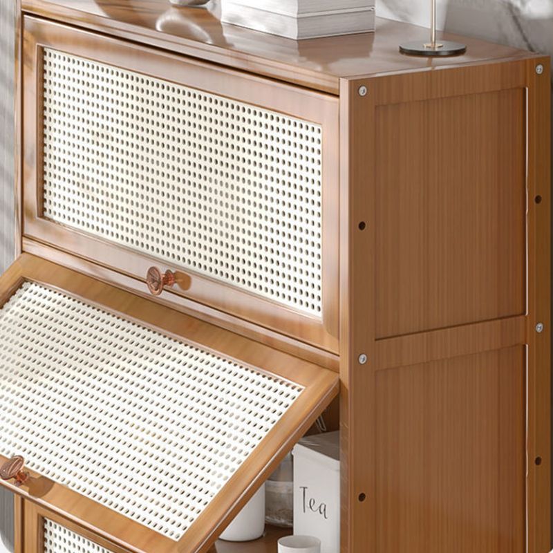 13 "brede houten boekenkast bamboe lichtbruine boekenplank met deuren