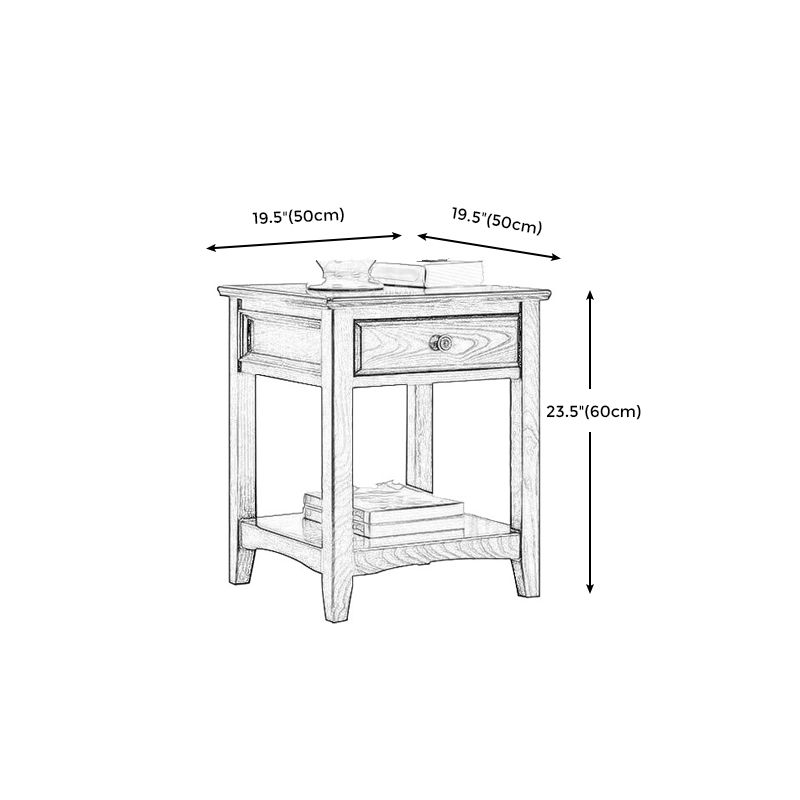 Lving Room Square Wood Top End Table Double Tier 4 Legs Side Table Clearhalo 'Coffee & Accent Tables' 'End & Side Tables' 'end_side_tables' 'furn' 'furn_end_side_tables' 'Furniture' 'Living Room Furniture' 1200x1200_ec809831-c6ec-4d24-809e-e827169cb09d
