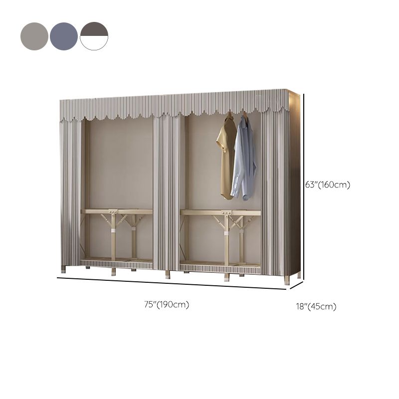 Foldable Metal Frame Wardrobe Armoire Freestanding Wardrobe with Shelves Clearhalo 'Armoires & Wardrobes' 'armoires_wardrobes' 'Bedroom Furniture' 'furn' 'furn_armoires_wardrobes' 'Furniture' 1200x1200_ec80a3a2-4132-4d48-a372-8673bf6378ca