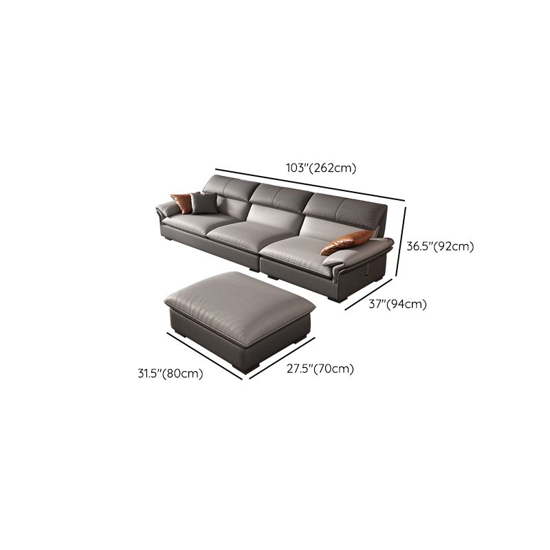 Grey Faux Leather Sectional Sofa Pillow Top Arm Sectional Ottoman Included Clearhalo 'furn' 'furn_sectionals' 'Furniture' 'Living Room Furniture' 'Sectionals' 1200x1200_ec80ae03-2b40-4318-8c67-f695334666d0