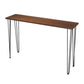 Table de bar rectangulaire à hauteur de pieds noirs et base en métal avec quatre pieds