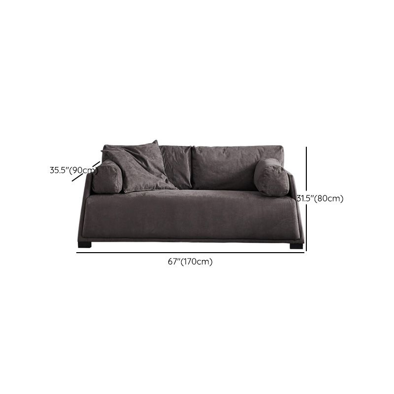 Leather Sofa Stationary Settee Solid Color Modern Sofa for Living Room
