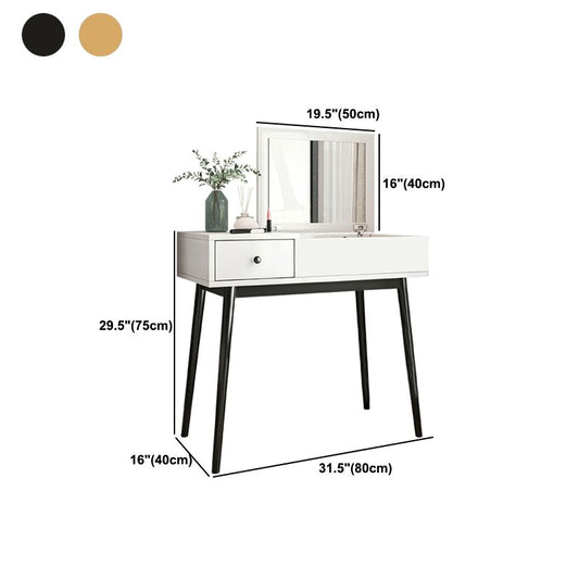 White Flip-Top Makeup Vanity Set Modern 29.53" H Dresser with Storage