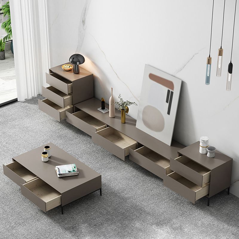 Scandinavian Wooden Media Console TV Stand 16.5" Height TV Stand with Drawers