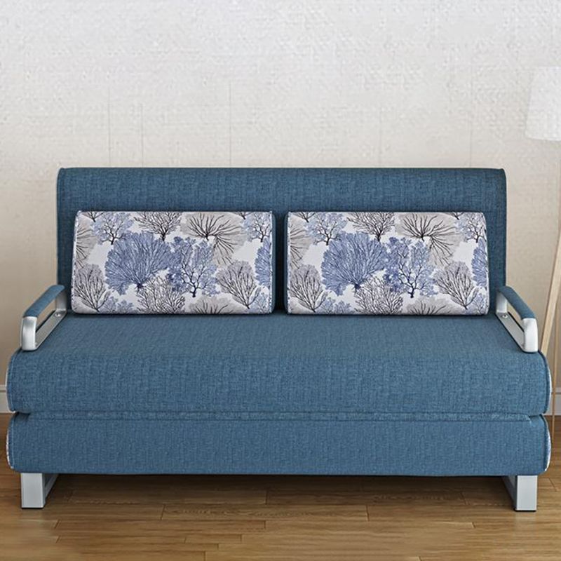 Cotton Blend Contemporary Sofa Bed Square Arm Convertible Sofa