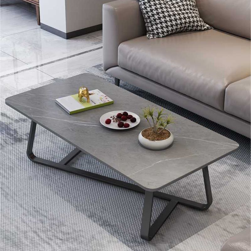 Cross Legs Stone Top Cocktailtisch, 15,75 "h rechteckiger Kaffeetisch