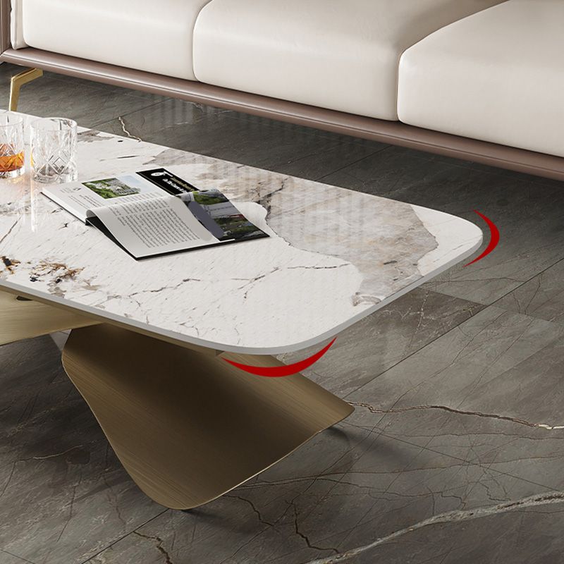 Cross Legs Rectangular Slate Coffee Table with Adjustable Height