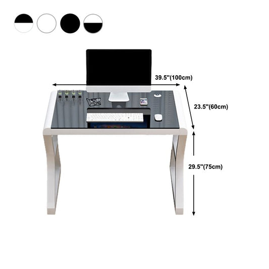 Glass Top Rectangular Office Desk 29.53-inch Tall Writing Desk Clearhalo 'furn' 'furn_office_desk' 'Furniture' 'Office Desks' 'Office Furniture' 'office_desk' 1200x1200_ec866117-5fef-4ff8-837b-5e97579a7712