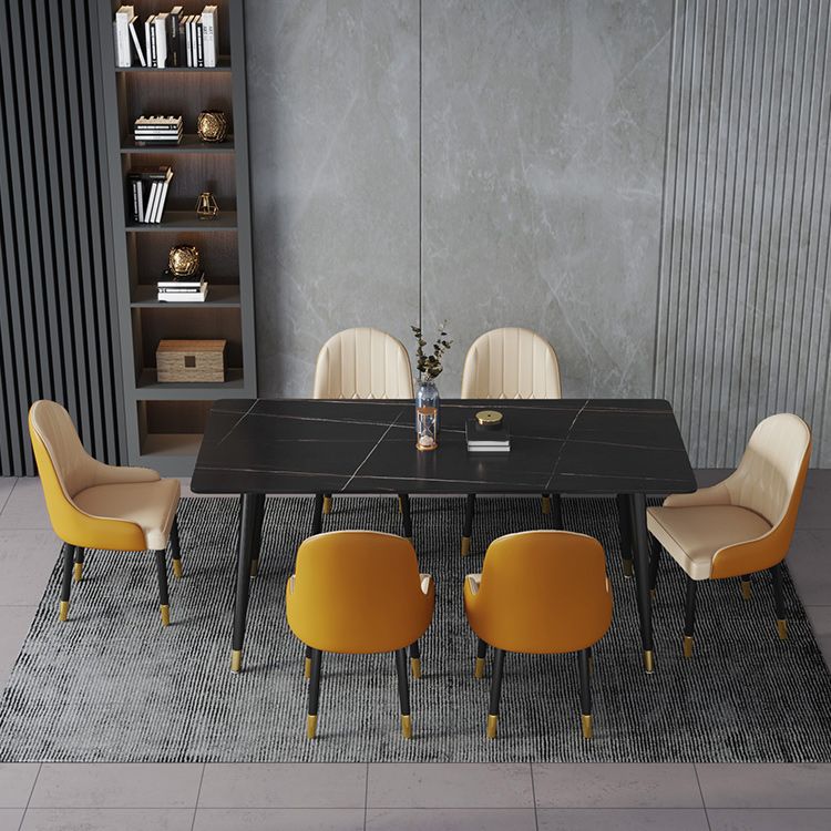 Mesa de comedor rectangular mesa de comedor de piedra con base de hierro