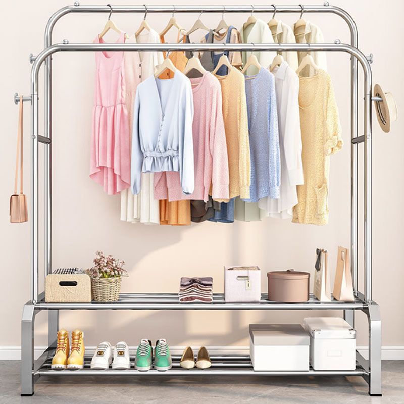 Industrielle Edelstahlhalle Hang Hängende Schienen untere Regal und 2 Haken Kleiderbügel