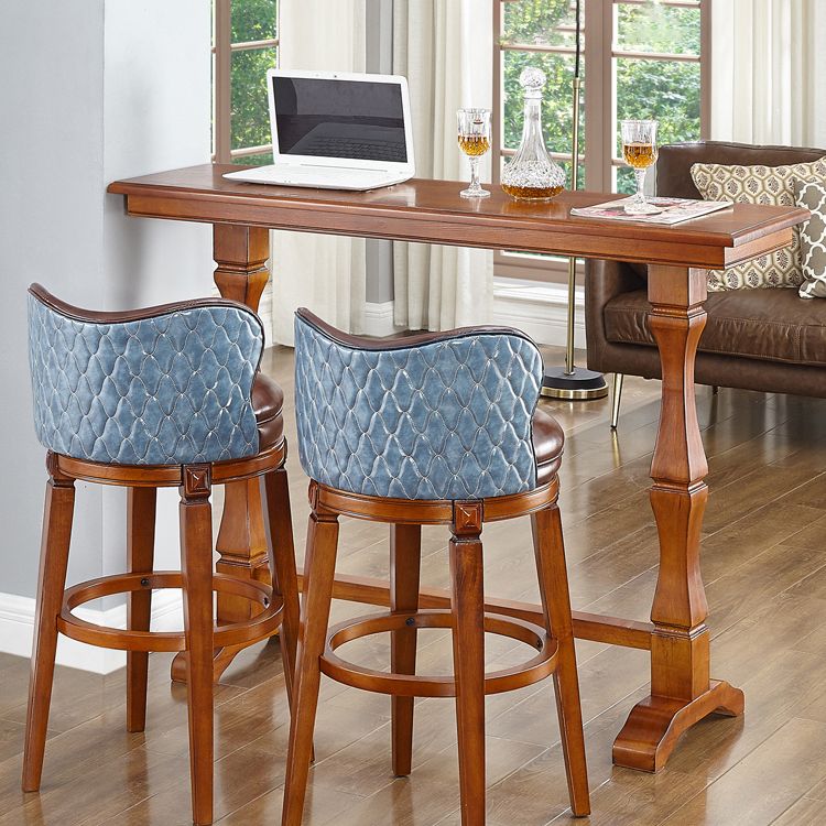 Modern Brown Wood Counter Table with Rectangle Table Top Trestle Table - 42" H Clearhalo 'Bar Furniture' 'Bar Tables' 'bar_tables' 'furn' 'furn_bar_tables' 'Furniture' 'furniture_bar_tables' 'Kitchen & Dining Furniture' 1200x1200_ec87f34a-b4d3-4f08-a163-02cee3edfaea