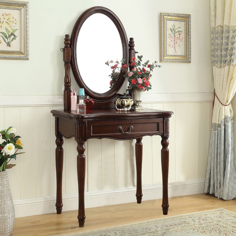 55.1"height Brown/ White Wood Makeup Vanity with Drawers and Mirror Clearhalo 'Bedroom Furniture' 'furn' 'furn_makeup_vanities' 'Furniture' 'Makeup Vanities' 'makeup_vanities' 1200x1200_ec8a2b6f-77aa-4715-8ad3-783b94824084