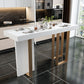 Glam Style Bar Table Rectangle Faux Marble Bar Dining Table with Double Pedestal
