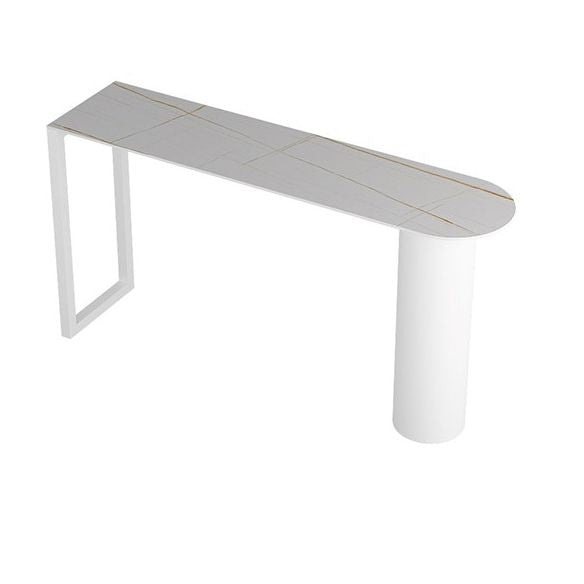 Cafe and Break-room Bistro Accent Dining Table Modern Stone Double Pedestal Counter Table Clearhalo 'Bar Furniture' 'Bar Tables' 'bar_tables' 'furn' 'furn_bar_tables' 'Furniture' 'furniture_bar_tables' 'Kitchen & Dining Furniture' 'kitchen&dining_furn' 'kitchen' 1200x1200_ec8e0067-c39d-416d-8b87-09f7bc83916e