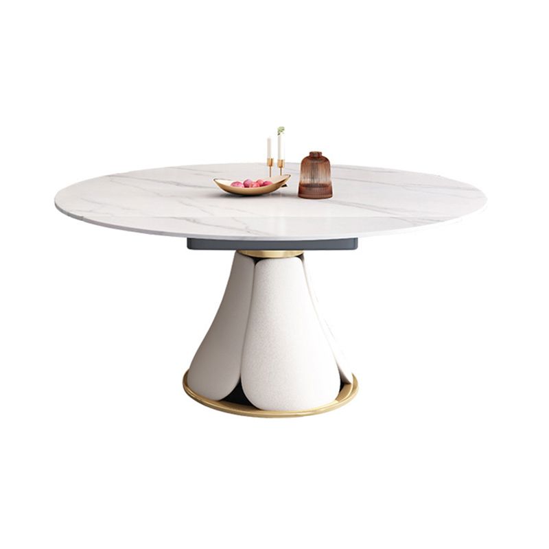 Table à manger ronde sur pied moderne, Table en pierre pour salle à manger et cuisine