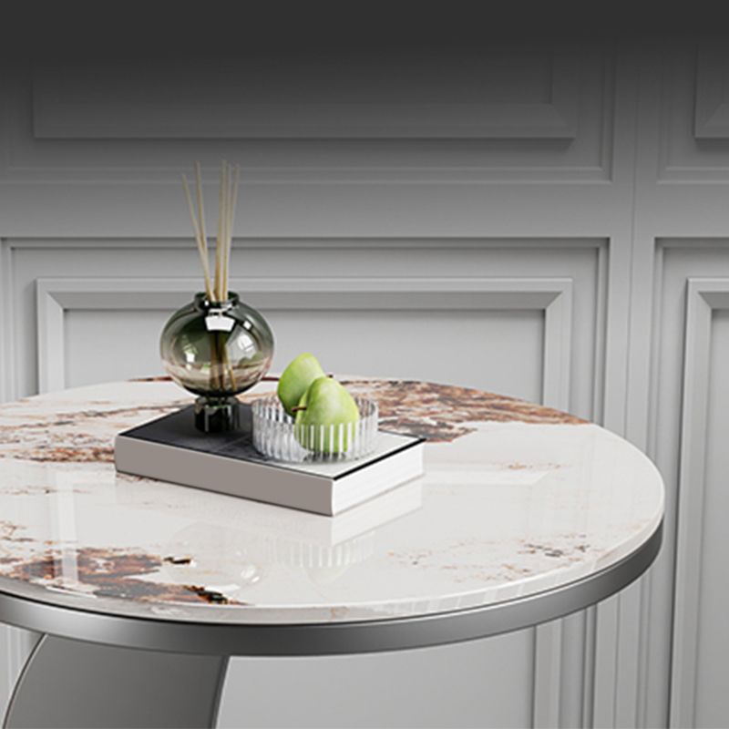 Contemporary Round Stone Top Sofa Side Accent Table for Living Room Clearhalo 'Coffee & Accent Tables' 'End & Side Tables' 'end_side_tables' 'furn' 'furn_end_side_tables' 'Furniture' 'Living Room Furniture' 1200x1200_ec902557-e387-4e59-b39c-e95818a385fa