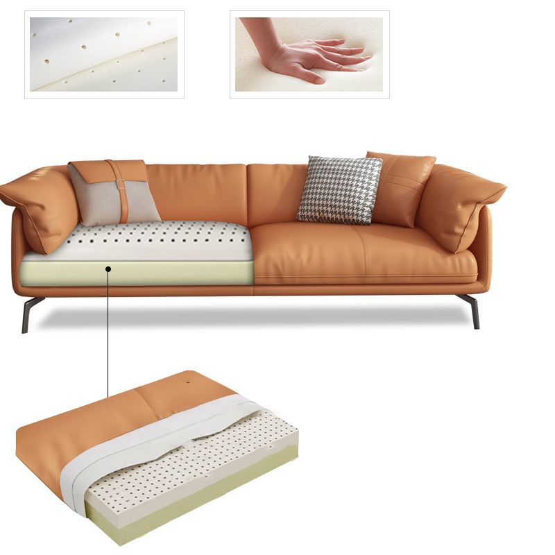 Modern 32.6" H Leather Pillow Top Arm Sofa Bed For Living Room Clearhalo 'furn' 'furn_sofas' 'Furniture' 'Living Room Furniture' 'Sofa' 'sofas' 1200x1200_ec906658-d55f-4a71-9710-a735ccea7958