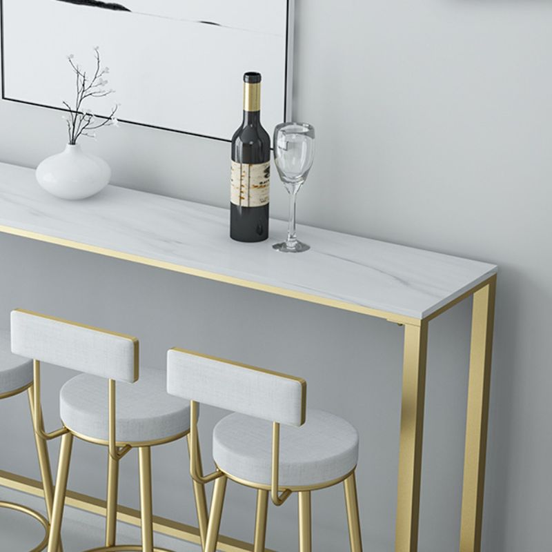 Glossy White Marble Top Bar Table Glam Pub Table with Metal Frame Clearhalo 'Bar Furniture' 'Bar Tables' 'bar_tables' 'furn' 'furn_bar_tables' 'Furniture' 'Kitchen & Dining Furniture' 1200x1200_ec90a7fd-34e3-458a-bb90-3de26045f0a0