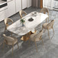 Glam Rectangle Table Sintered Stone Table with Metal Legs for Home