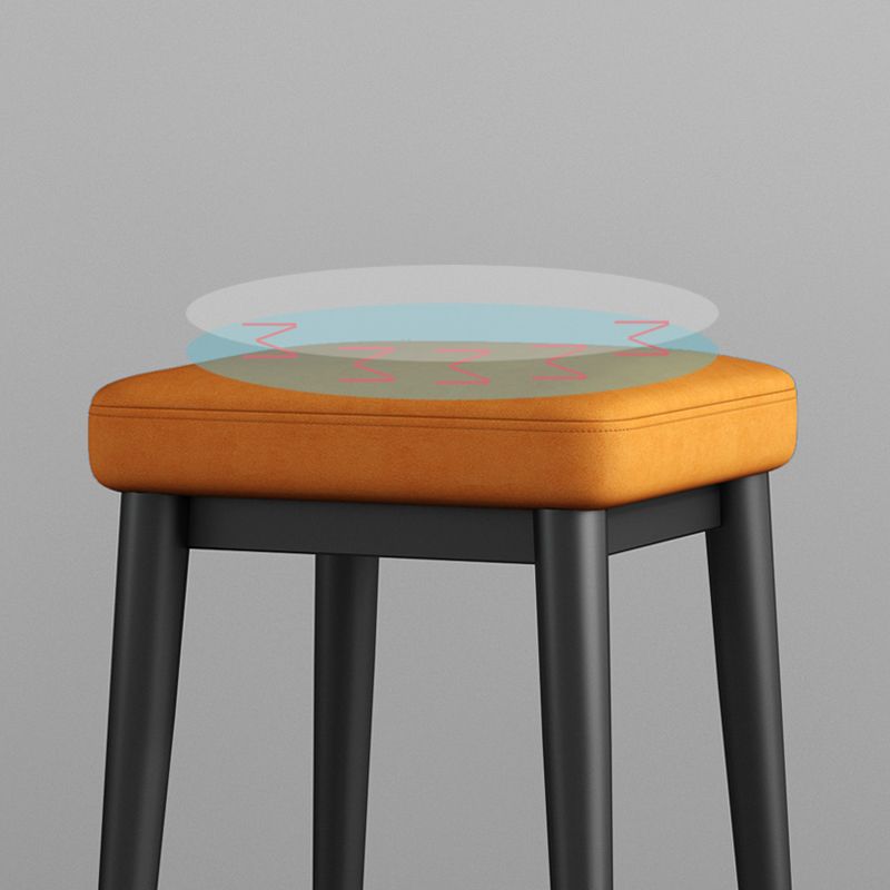 Square Footstools Ottoman Glam Solid Color Faux Leather Water Resistant Ottoman