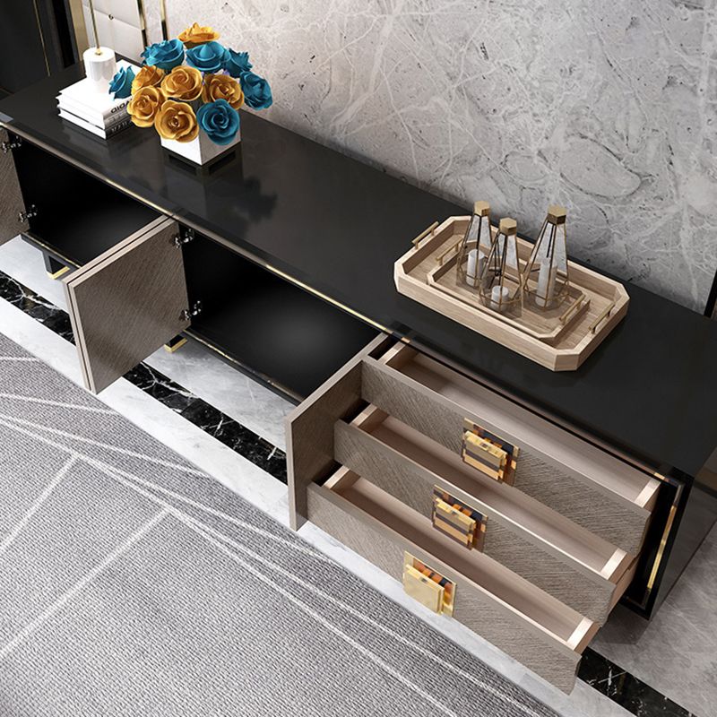 Console multimédia contemporaine Console de meuble TV en bois avec tiroirs