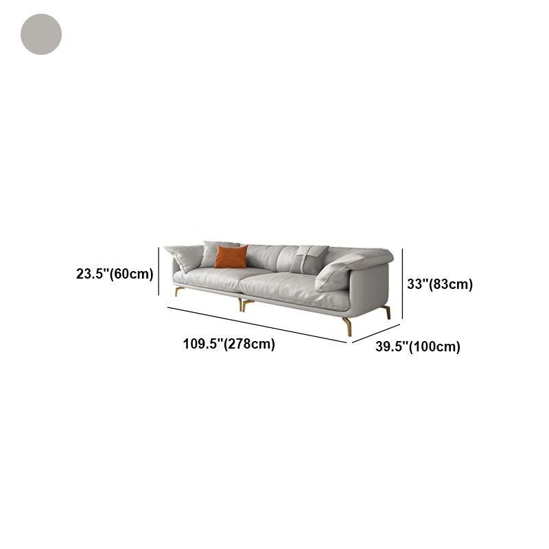 White Sectional Feather Padded Leather Sofa with Pillow Back Clearhalo 'furn' 'furn_sectionals' 'Furniture' 'furniture_sectionals' 'Living Room Furniture' 'Sectionals' 1200x1200_ec92d975-5731-4f67-b4ff-32a3f5eb2fc3