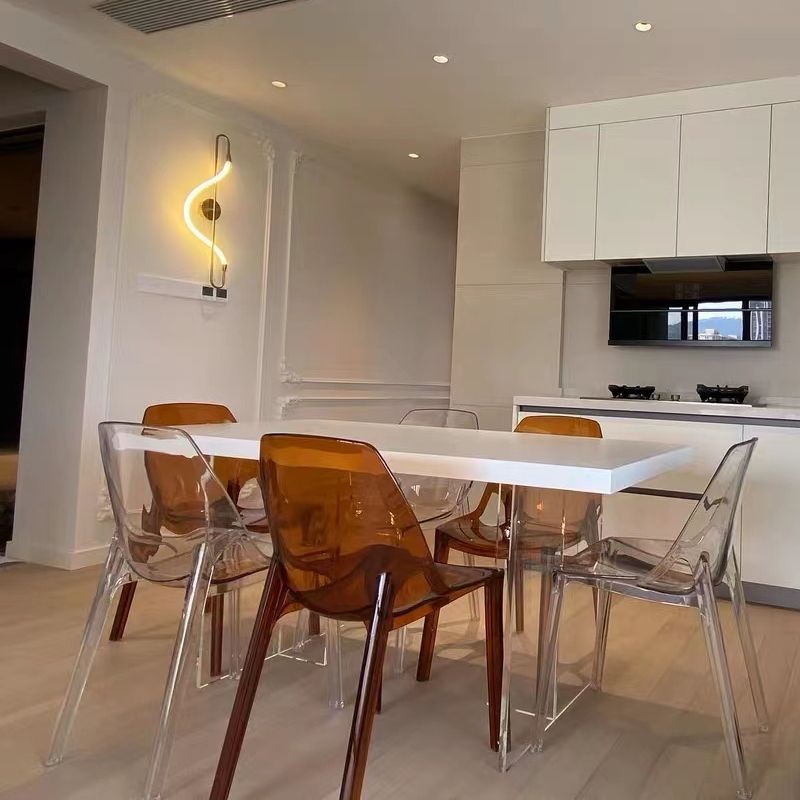 Rectangle Wood Top Dining Table Acrylic Base Modern Dining Table for Living Room Clearhalo 'Dining Tables & Seating' 'Dining Tables' 'dining_table' 'furn' 'furn_dining_table' 'Furniture' 'furniture_dining_table' 'Kitchen & Dining Furniture' 'kitchen' 'kitchen_dining_table' 1200x1200_ec93e6c9-9421-4190-95bc-a893b598521e
