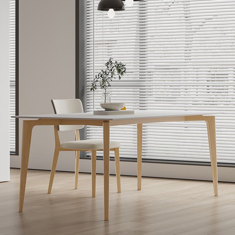 Simplicity Furniture Stone Rectangle Dining Room Table in White